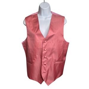 Vesuvio Napoli Men's Pink Pinstriped Vest Size S Flamboyant Vegas Tuxedo Wedding
